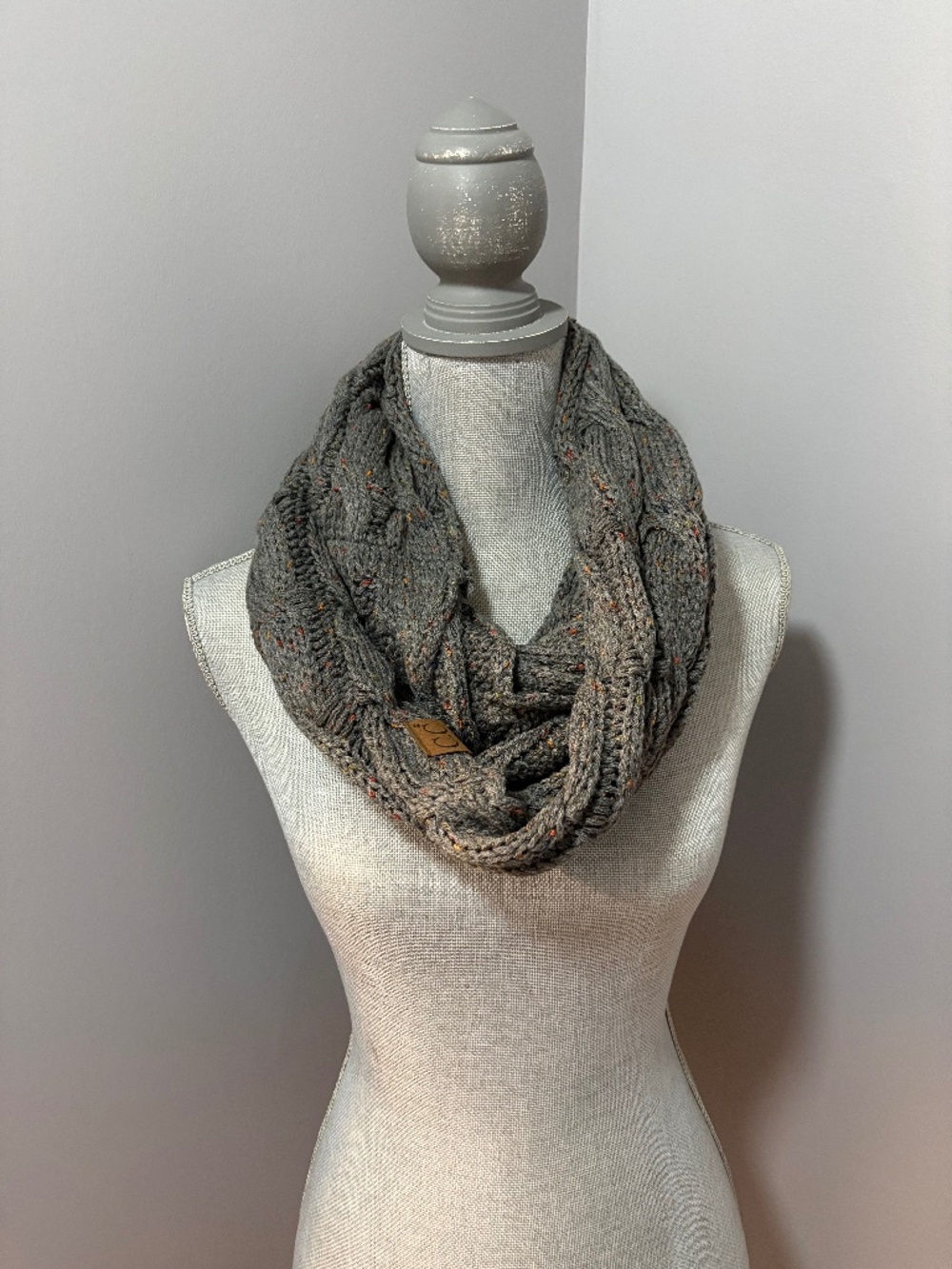 Dark Malange Grey C.C Confetti Infinity Scarf